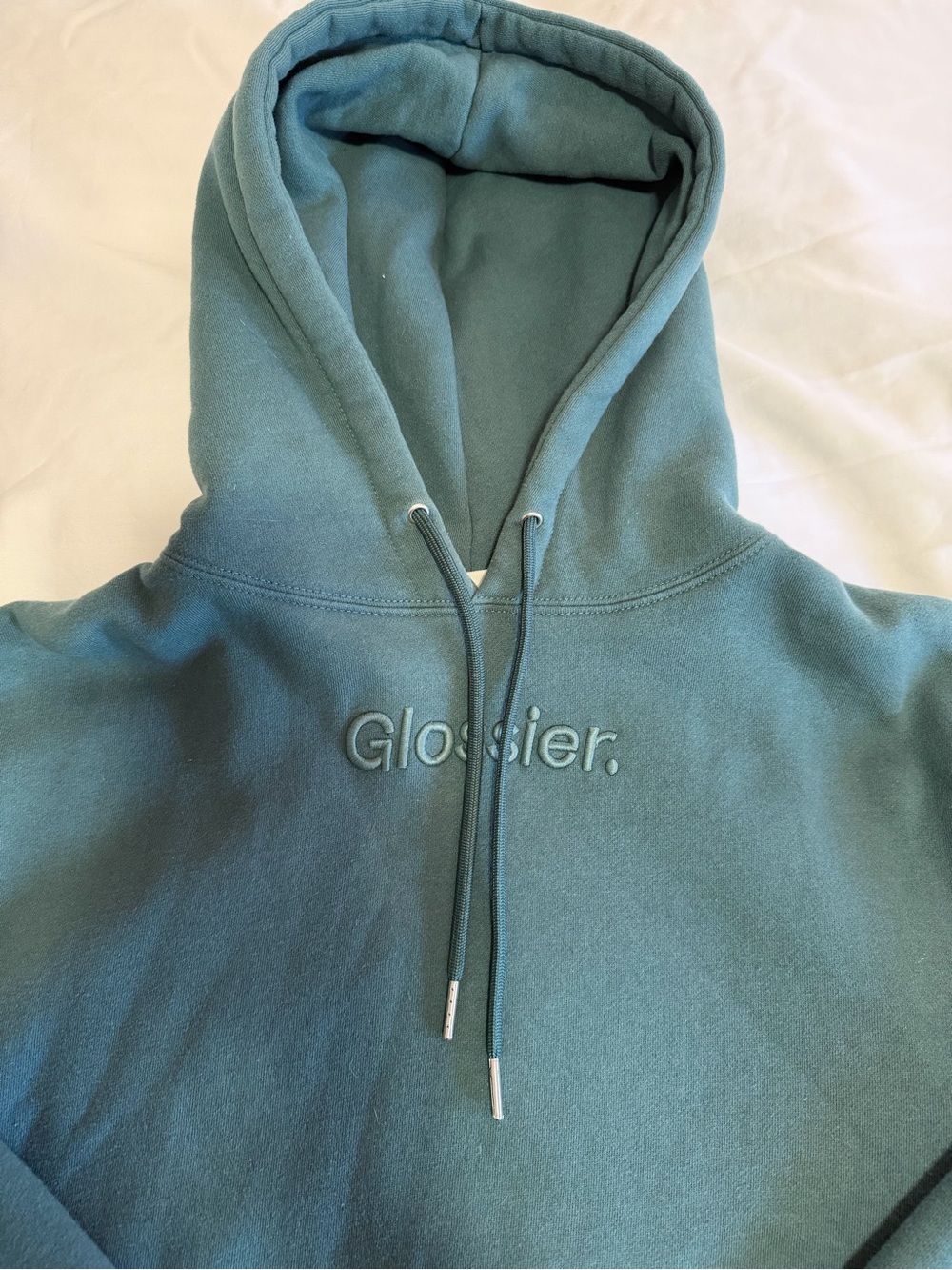 Glossier Teal Hooded Sweatshirt